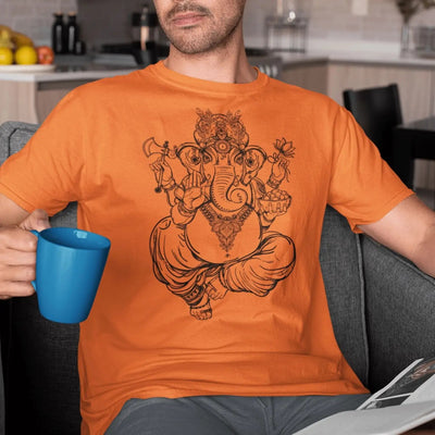 Ganesha Indian Hindu Elephant God Hipster Large Print Men's T-Shirt