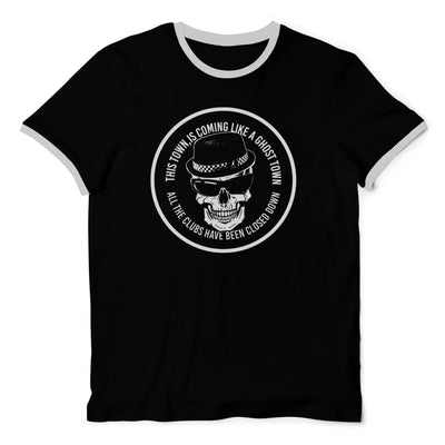 Ghost Town Skull Logo The Specials Contrast Ringer Ska T-Shirt S / Black