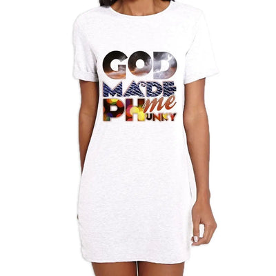 God Made Me Phunky Disco Large Print Womens T-Shirt Dress S