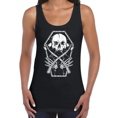 Grim Reaper Skeleton In A Coffin Women's Vest Tank Top L