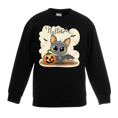 Halloween Bat Cartoon Cute Children's Toddler Kids Sweatshirt Jumper 12-13 / Black