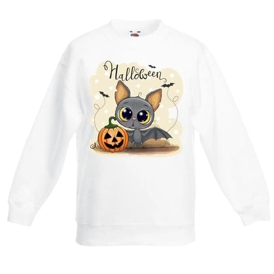 Halloween Bat Cartoon Cute Children's Toddler Kids Sweatshirt Jumper 12-13 / White