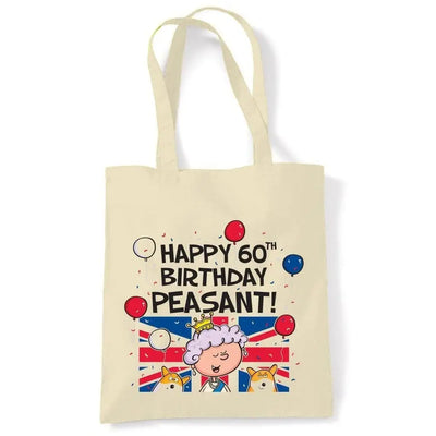 Happy 60th Birthday Peasant Cotton Shoulder Shopping Bag
