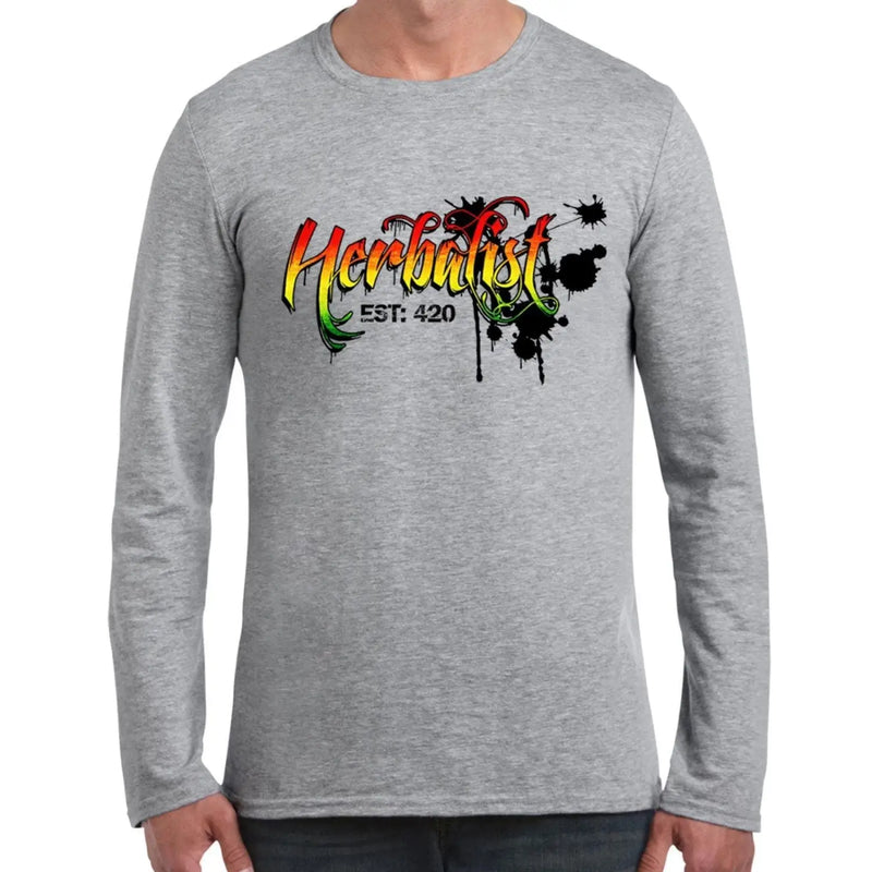 Herbalist Cannabis Reggae Long Sleeve T-Shirt XXL / Light Grey