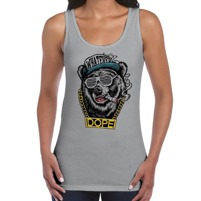 Hip Hop Bear Women's Tank Vest Top S / Light Grey