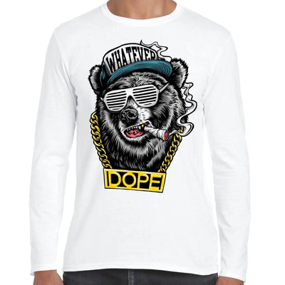 Hip Hop Dope Bear Long Sleeve T-Shirt S / White