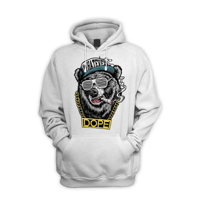 Hip Hop Dope Bear Men's Pouch Pocket Hoodie Hooded Sweatshirt XL / White