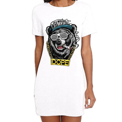 Hip Hop Dope Bear Women's T-Shirt Dress M