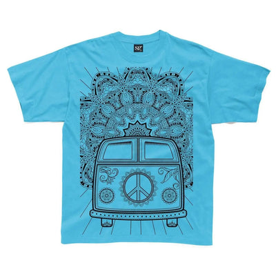 Hippie Van VW Camper Large Print Kids Children's T-Shirt 7-8 / Sapphire Blue