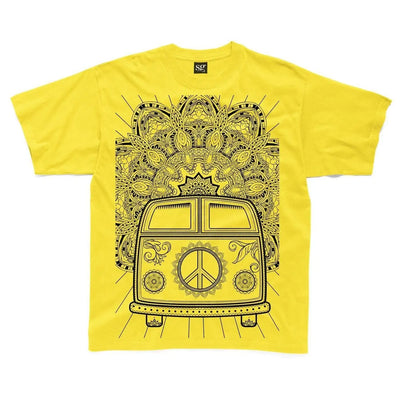 Hippie Van VW Camper Large Print Kids Children's T-Shirt 7-8 / Yellow