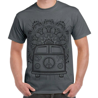 Hippie Van VW Camper Large Print Men's T-Shirt L / Charcoal