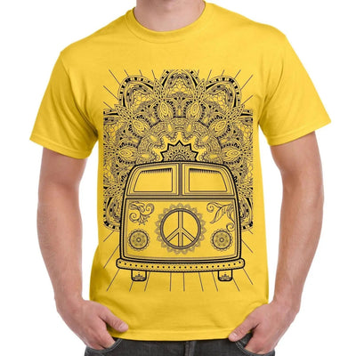 Hippie Van VW Camper Large Print Men's T-Shirt L / Yellow