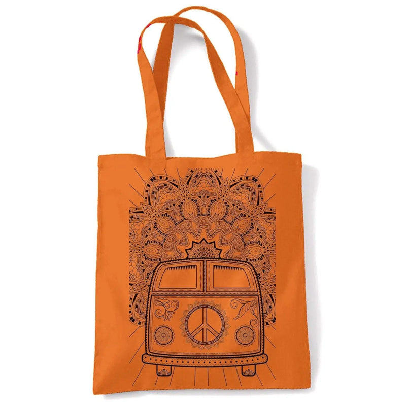 Hippie Van VW Camper Large Print Tote Shoulder Shopping Bag