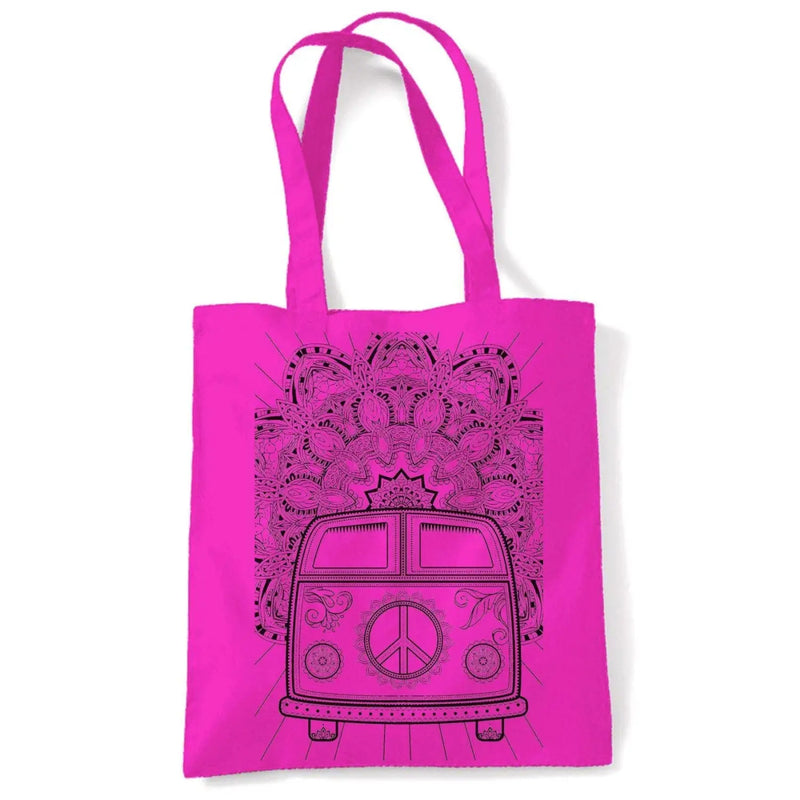 Hippie Van VW Camper Large Print Tote Shoulder Shopping Bag