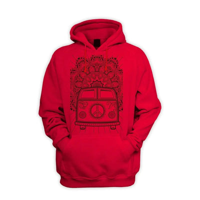 Hippie Van VW Camper Men's Pouch Pocket Hoodie Hooded Sweatshirt M / Red
