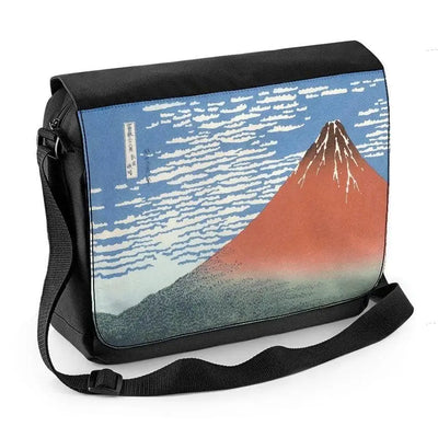 Hokusai Mount Fuji in Clear Weather Red Laptop Messenger Bag