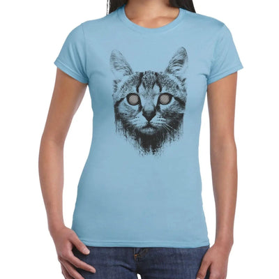 Hypnotized Kitten Cat Women's T-Shirt S / Light Blue