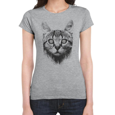 Hypnotized Kitten Cat Women's T-Shirt S / Light Grey