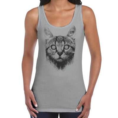 Hypnotized Kitten Cat Women's Tank Vest Top S / Light Grey