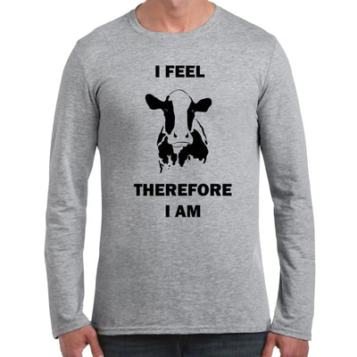 I Feel Therefore I Am Vegetarian Long Sleeve T-Shirt S / Light Grey