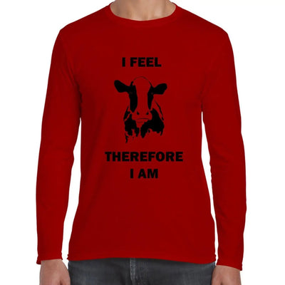 I Feel Therefore I Am Vegetarian Long Sleeve T-Shirt S / Red