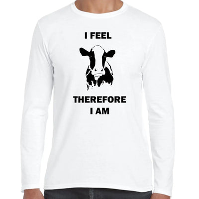 I Feel Therefore I Am Vegetarian Long Sleeve T-Shirt S / White