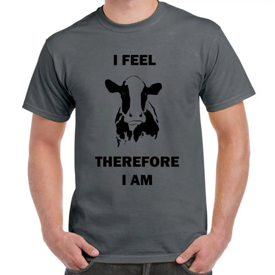 I Feel Therefore I Am Vegetarian Men's T-Shirt XL / Charcoal