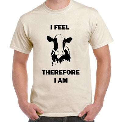 I Feel Therefore I Am Vegetarian Men's T-Shirt XL / Cream