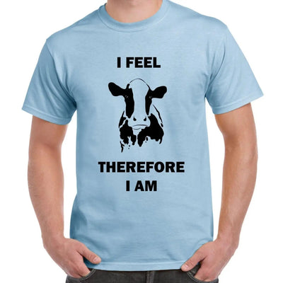 I Feel Therefore I Am Vegetarian Men's T-Shirt XL / Light Blue