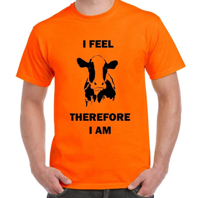 I Feel Therefore I Am Vegetarian Men's T-Shirt XL / Orange