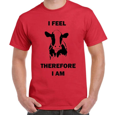 I Feel Therefore I Am Vegetarian Men's T-Shirt XL / Red