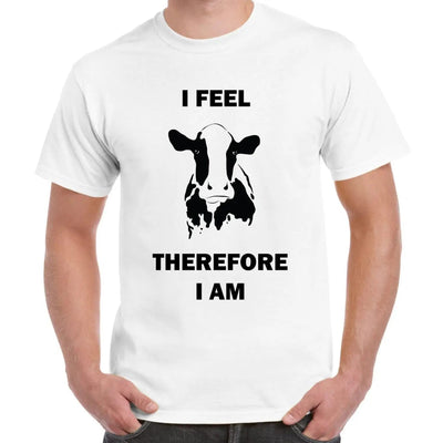 I Feel Therefore I Am Vegetarian Men's T-Shirt XL / White