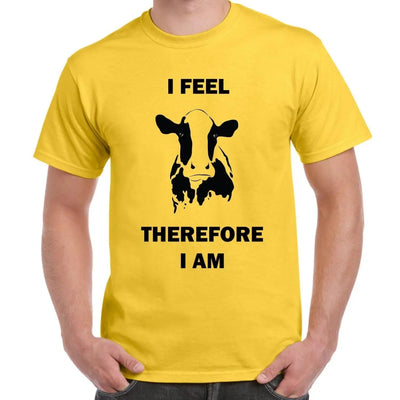 I Feel Therefore I Am Vegetarian Men's T-Shirt XL / Yellow