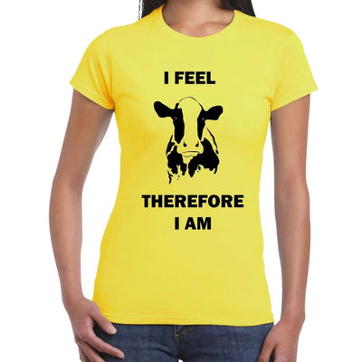 I Feel Therefore I Am Vegetarian Women's T-Shirt XL / Yellow
