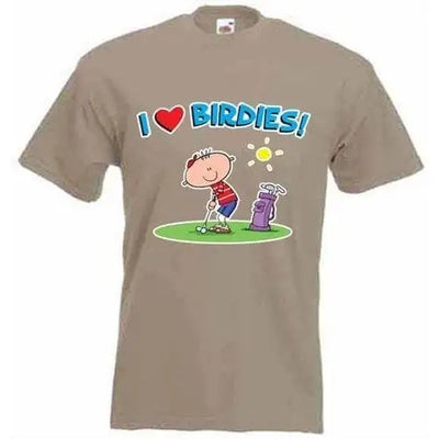 I Love Birdies Golf Mens T-Shirt XXL / Khaki