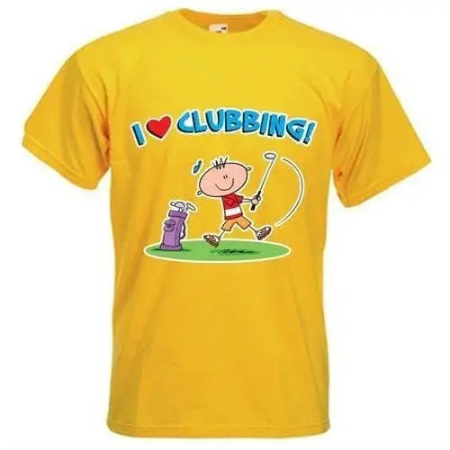 I Love Clubbing Golf Mens T-Shirt Yellow / M