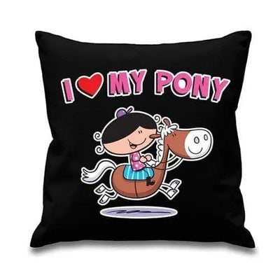 I Love My Pony Sofa Cushion Black