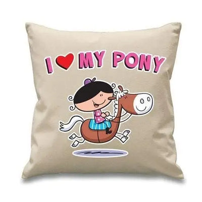 I Love My Pony Sofa Cushion Cream