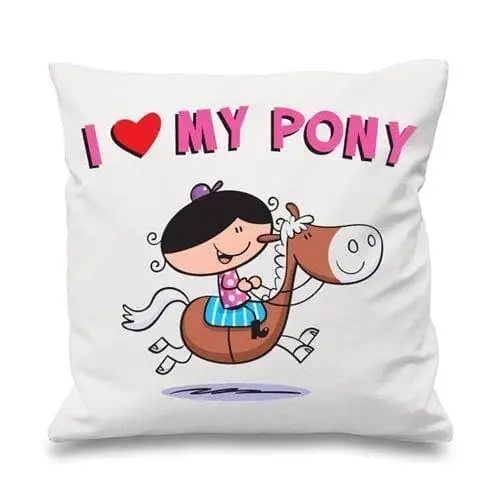 I Love My Pony Sofa Cushion White