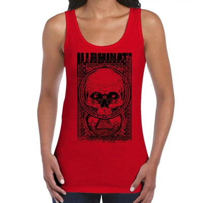Illuminati Skull NWO Women's Tank Vest Top XL / Red