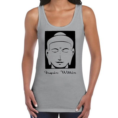 Inquire Within Yoga Meditation Women's Tank Vest Top L / Light Grey