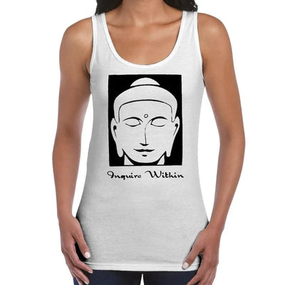 Inquire Within Yoga Meditation Women's Tank Vest Top XXL / White
