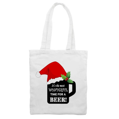Its The Most Wonderful Time For a Beer Christmas Funny Tote Shoulder Shopping Bag