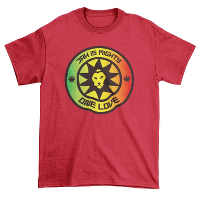 Jah is Mighty Lion of Judah Reggae Men's T-shirt 3XL / Red