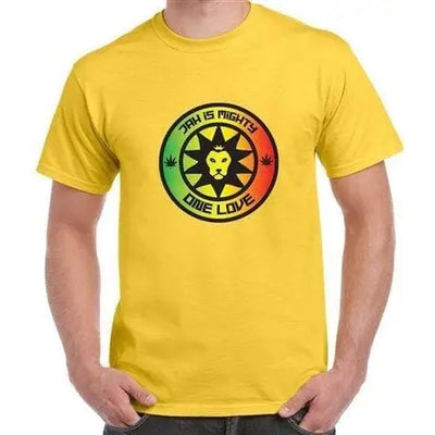 Jah is Mighty Lion of Judah Reggae Men's T-shirt 3XL / Yellow