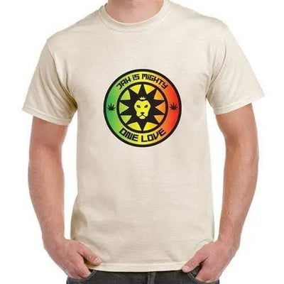 Jah is Mighty Lion of Judah Reggae Men's T-shirt M / Cream