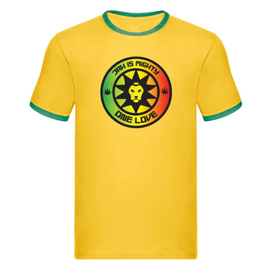 Jah is Mighty Lion of Judah Reggae Ringer T-Shirt - S