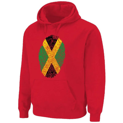 Jamaican Flag Finger Print Pouch Pocket Pull Over Hoodie S / Red