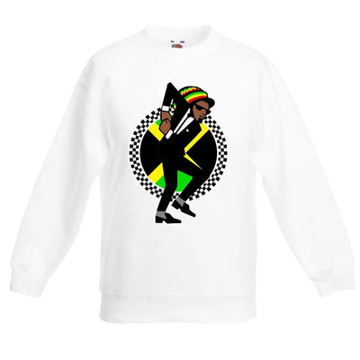 Jamaican Rasta Ska Logo Reggae Children's Toddler Kids Sweatshirt Jumper 7-8 / White