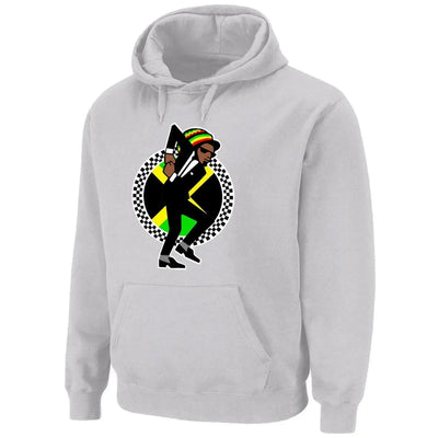 Jamaican Rasta Ska Logo Rude Boy Men's Pouch Pocket Hoodie Sweatshirt L / Grey